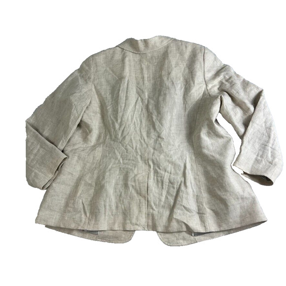 Talbots Blazer Womens Plus Petite 14 Classic Natural Beige Linen Minimalist NWOT - Picture 3 of 13